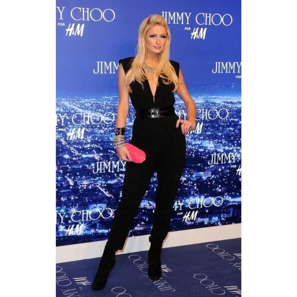 Jimmy Choo for H&M Black Jumpsuit Sleeveless V Neck Open Back Elastic Wa…